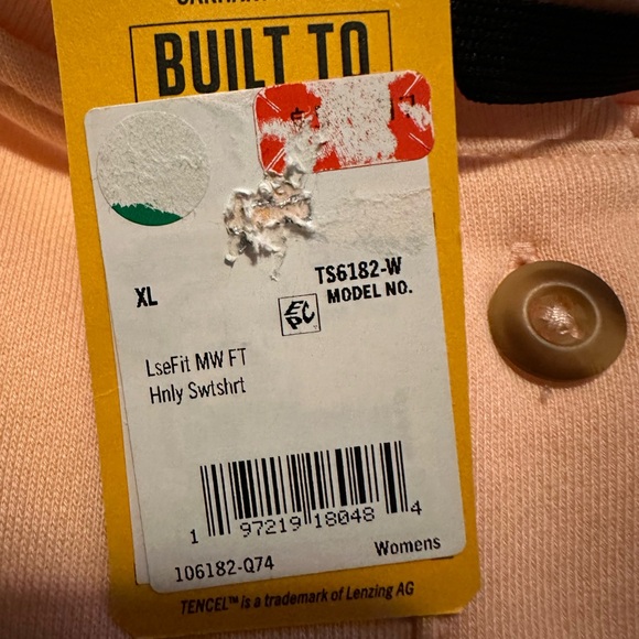 Carhartt Women’s French Terry Henley Sweatshirt in Tropical Pink New With Tags - Picture 2 of 3